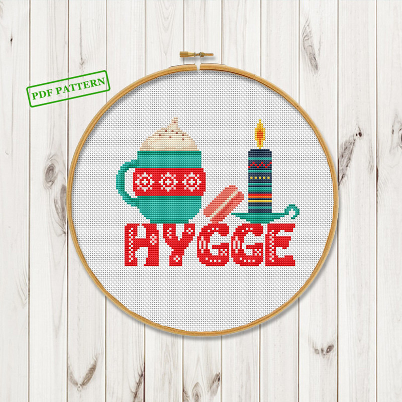 Cross Stitch Modern Pattern Hoop Art Embroidery Hygge Decor 0