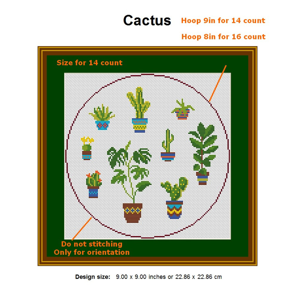 Cross Stitch Modern Pattern Cactus Succulent Hoop Art Xstitch Chart 2