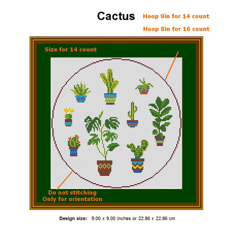 Cross Stitch Modern Pattern Cactus Succulent Hoop Art Xstitch Chart 2