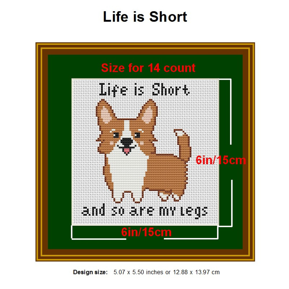Cross Stitch Modern Pattern Funny Cross Stitch Corgi Cute Dog Xstitch Chart Easy Beginner 1