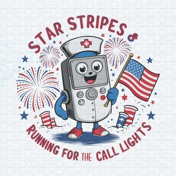 Nurse Remote Stars Stripes And Running For Call Lights PNG.jpg