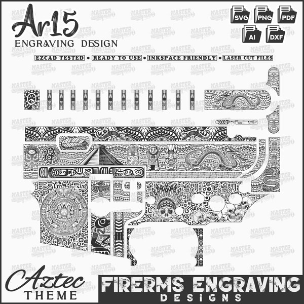 Gun Aztec Vector Ar15 firearms laser engraving Aztec tribal design, Aztec pat | Inspire ...