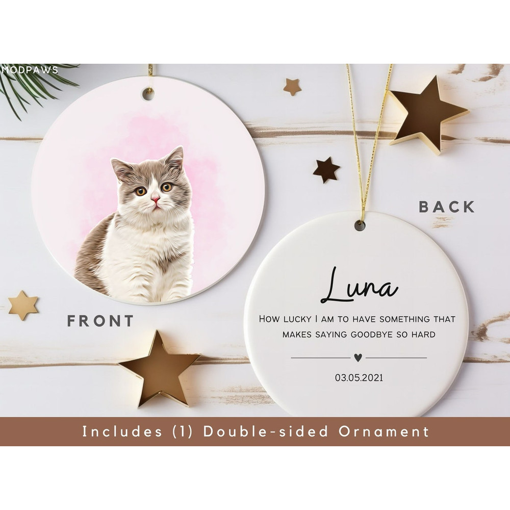 Personalized Pet Watercolor Ornament Using Pets Photo Name Custom Ornament Christmas Dog Ornament Personalized Dog 2