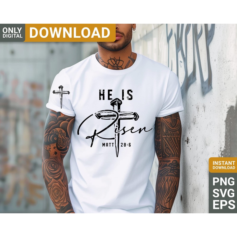 He Is Risen Tshirt Matthew 28 6 Risen Tshirt Retro Easter Tshirt Easter Christian Tshirt Easter Bib 1
