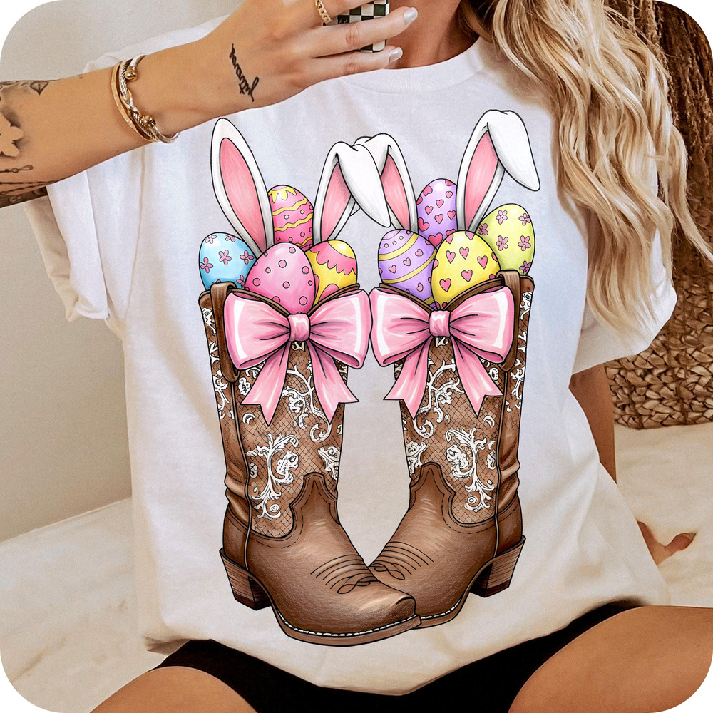 Howdy Easter Tshirt Cowboy Boots Easter Coquette Tshirt Western Easter Bunny Tshirt Happy Easter Ts 1