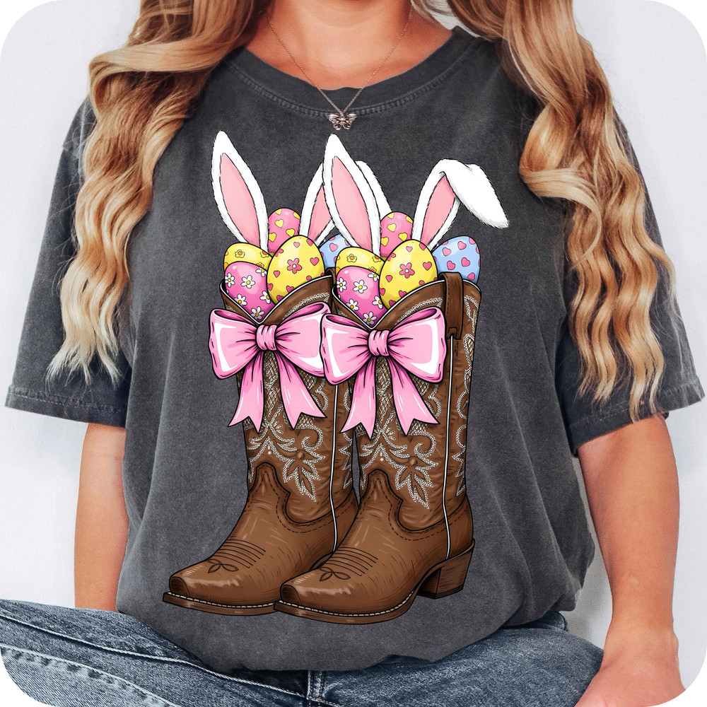 Howdy Easter Tshirt Cowboy Boots Easter Coquette Tshirt Western Easter Bunny Tshirt Happy Easter Ts 2
