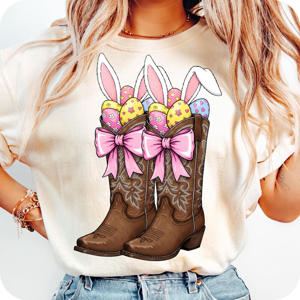 Howdy Easter Tshirt Cowboy Boots Easter Coquette Tshirt Western Easter Bunny Tshirt Happy Easter Ts 0