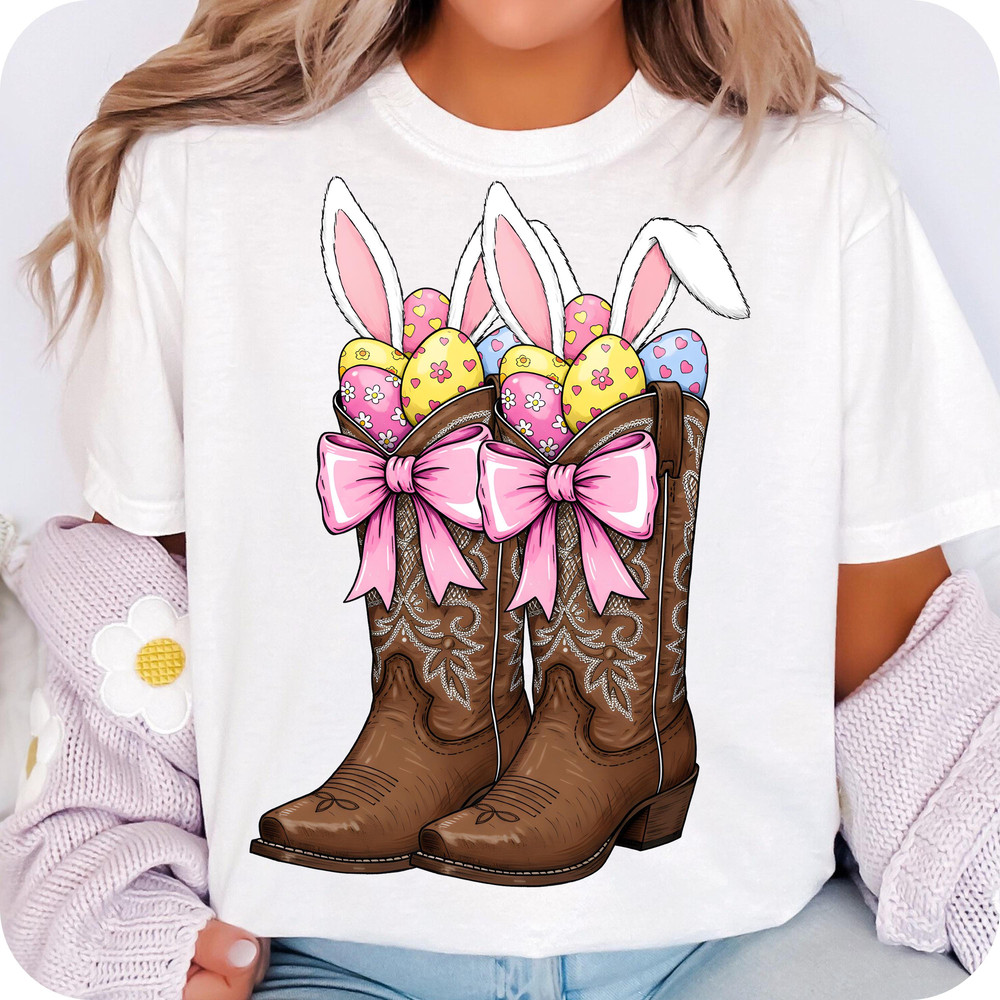 Howdy Easter Tshirt Cowboy Boots Easter Coquette Tshirt Western Easter Bunny Tshirt Happy Easter Ts 3