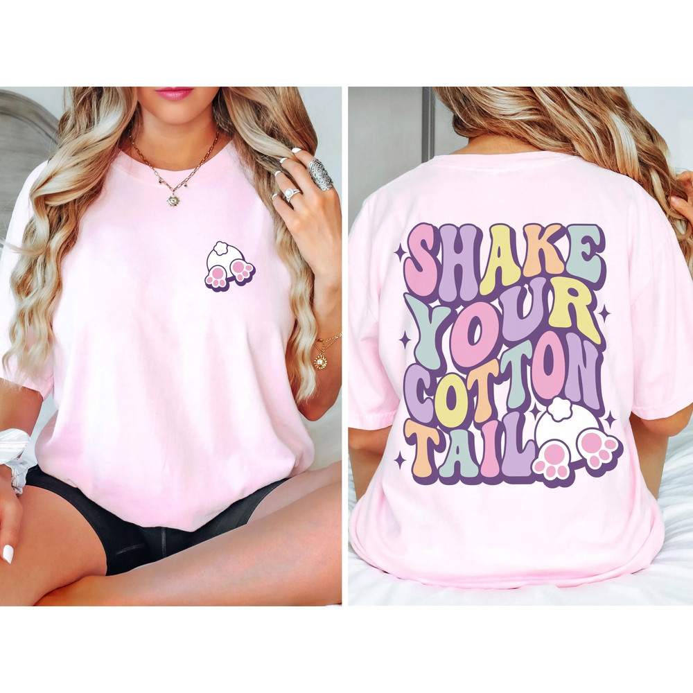 Retro Easter Tee Trendy Aesthetic Spring Teeshirt Funny Cute Bunny Shirt Shake Your Cottontail Shir 0