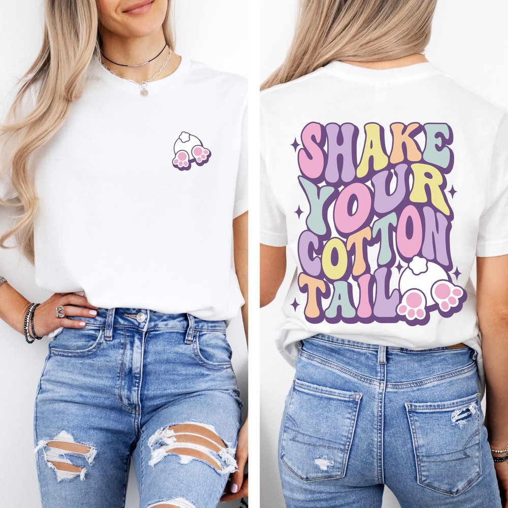 Retro Easter Tee Trendy Aesthetic Spring Teeshirt Funny Cute Bunny Shirt Shake Your Cottontail Shir 1