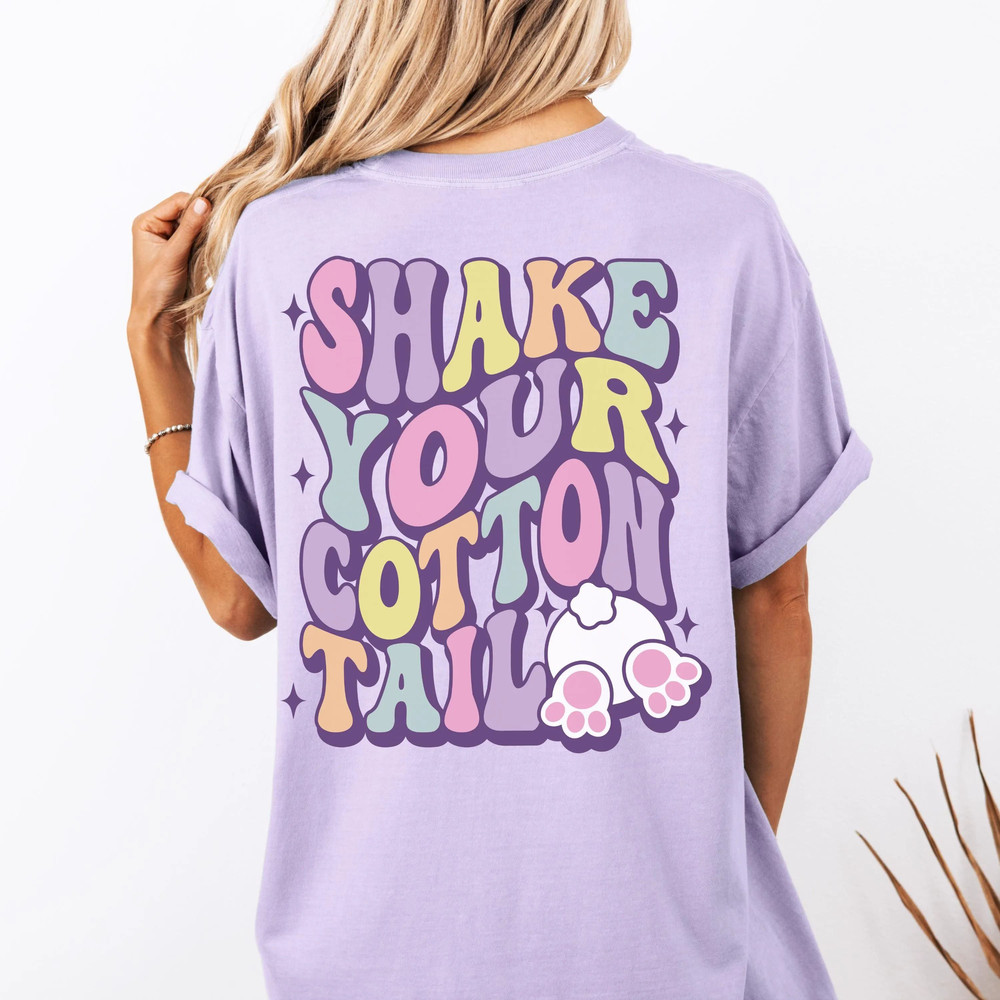 Retro Easter Tee Trendy Aesthetic Spring Teeshirt Funny Cute Bunny Shirt Shake Your Cottontail Shir 2