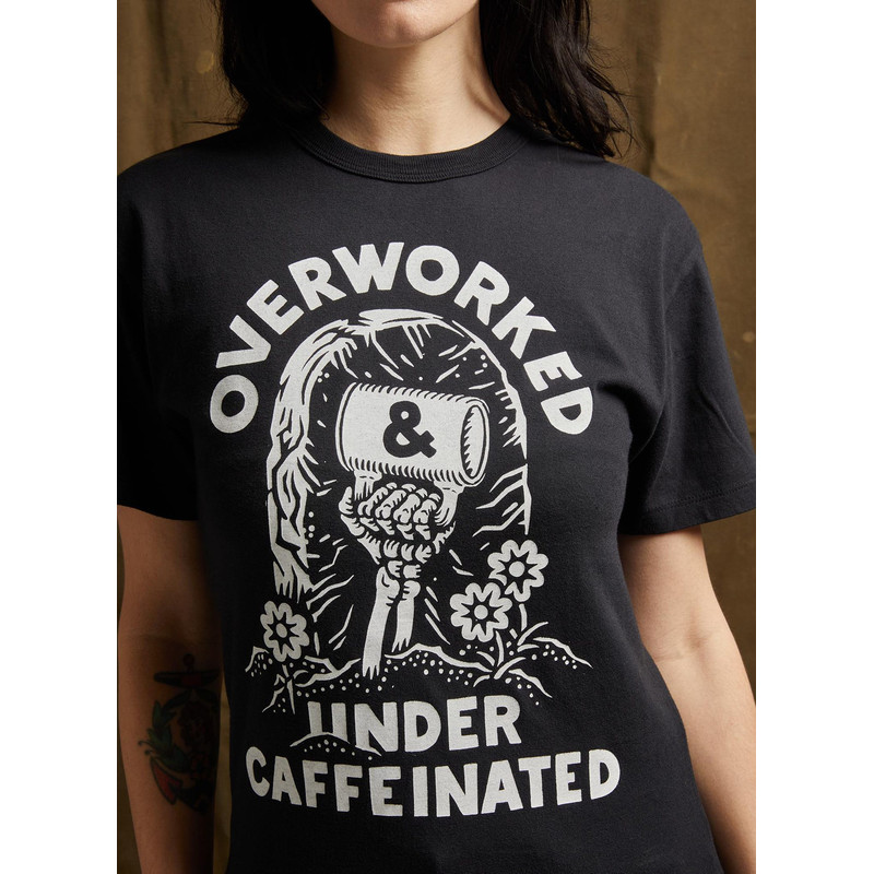 Over Worked Under Caffeinated Tee Coffee Tshirt Co Worker Gift Caffeine Best Coffee Shirt 1