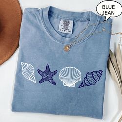 seashell shirt, beach t-shirt, summer woman shirt, aesthetic shirt, ocean lover gift, sea shell t-shirt