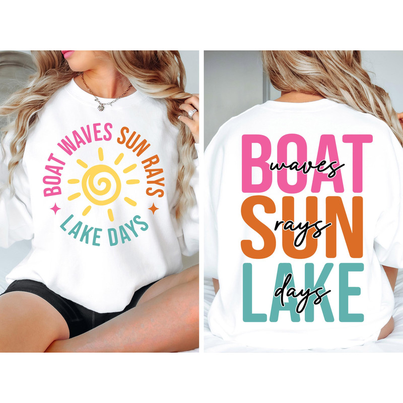Boat Waves Sun Rays Lake Days Tshirt Summer Retro Summer Hello Summer Lake Retro Summer 0