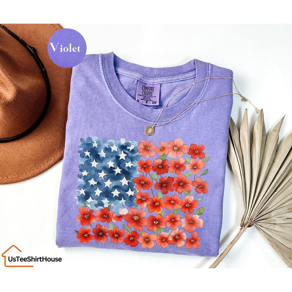 Floral American Flag Shirt 4th Of July Shirt Patriotic Shirt Independence Day Shirt Floral American 4
