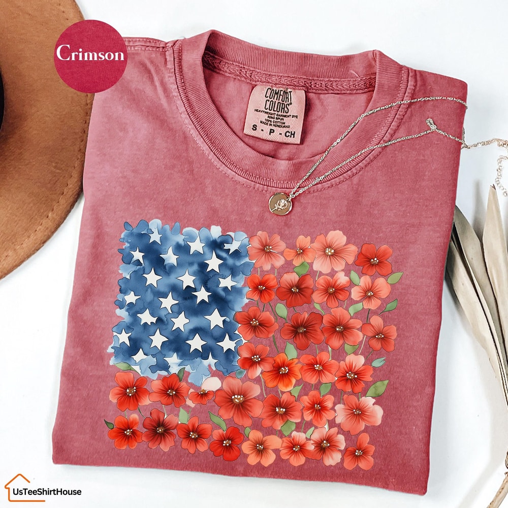 Floral American Flag Shirt 4th Of July Shirt Patriotic Shirt Independence Day Shirt Floral American 7