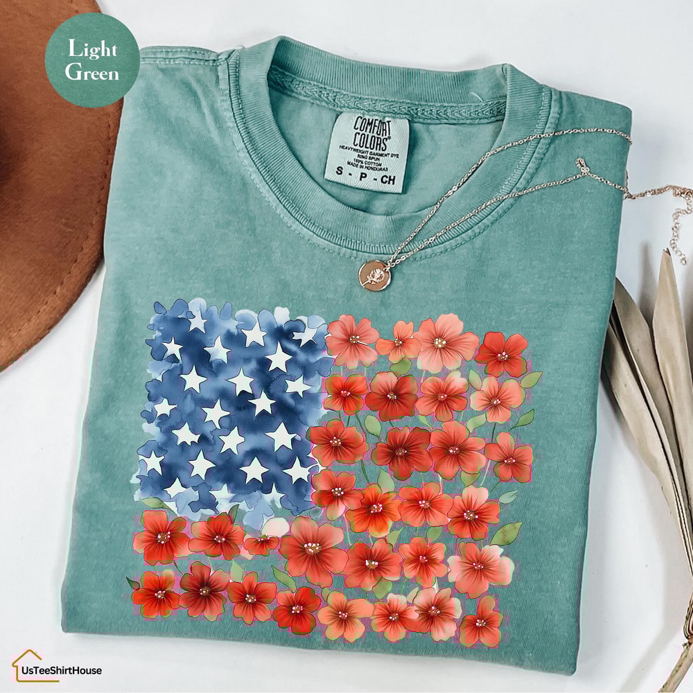 Floral American Flag Shirt 4th Of July Shirt Patriotic Shirt Independence Day Shirt Floral American 8