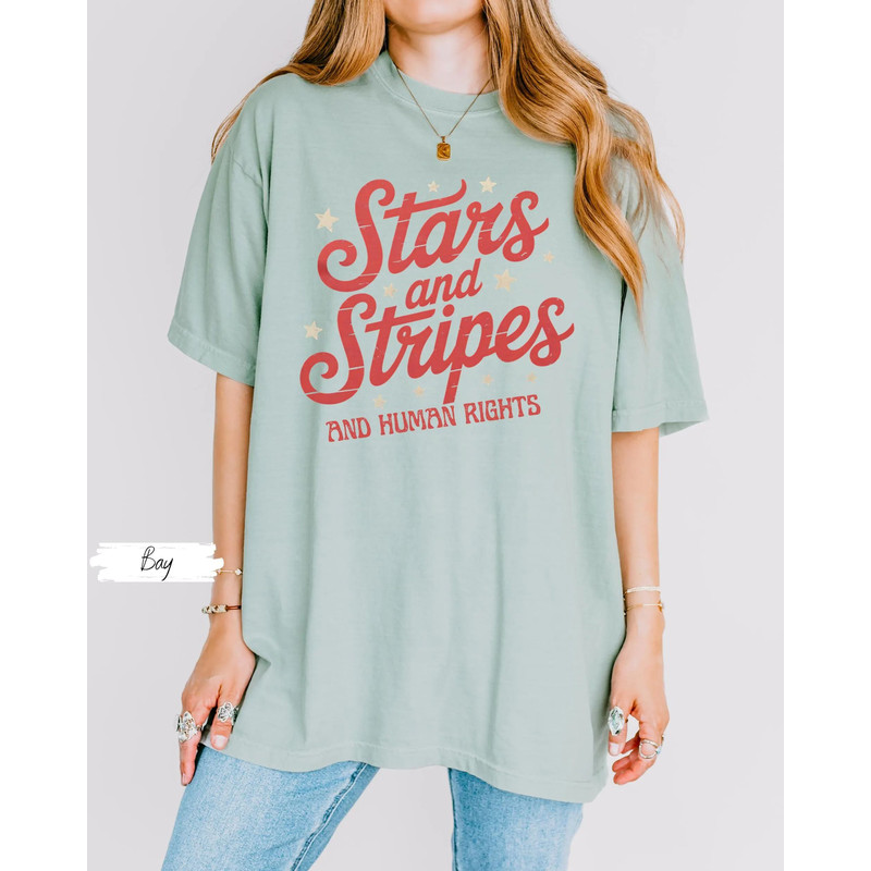 Stars And Stripes And Human Rights Shirt 4th Of July Protest TShirt Stars And Stripes Graphic Tee R 2