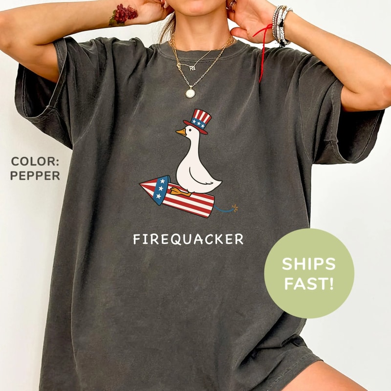 Firequacker Shirt Funny Goose Shirt 4th Of July Shirt Independence Day Shirt American Shirt Patriot 1