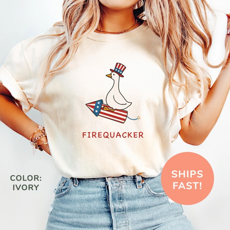 Firequacker Shirt Funny Goose Shirt 4th Of July Shirt Independence Day Shirt American Shirt Patriot 2