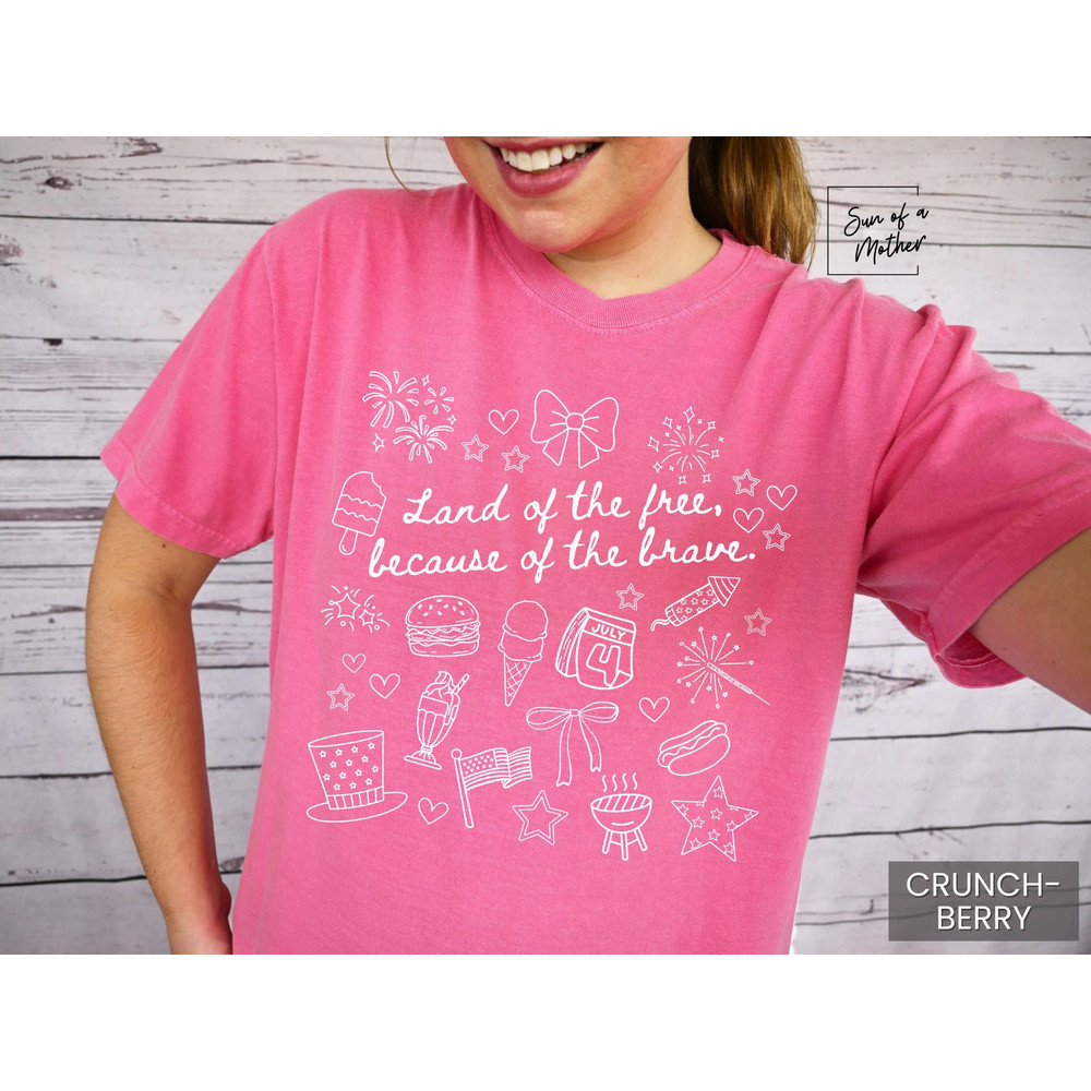 Stars Stipes And Freedom Vibes Tshirt 4th Of July Girly American USA America Coquette Cute Doodles 4