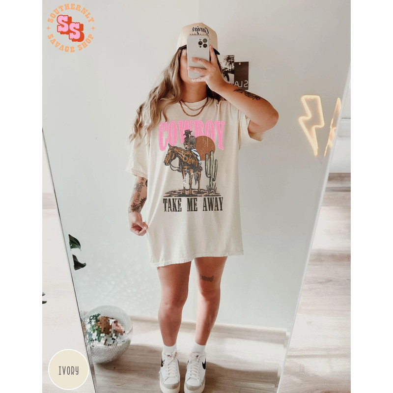 Cowboy Take Me Away Western Graphic Tee Vintage Cowboy Comfort Colors Tshirt Country Concert Shirt 2