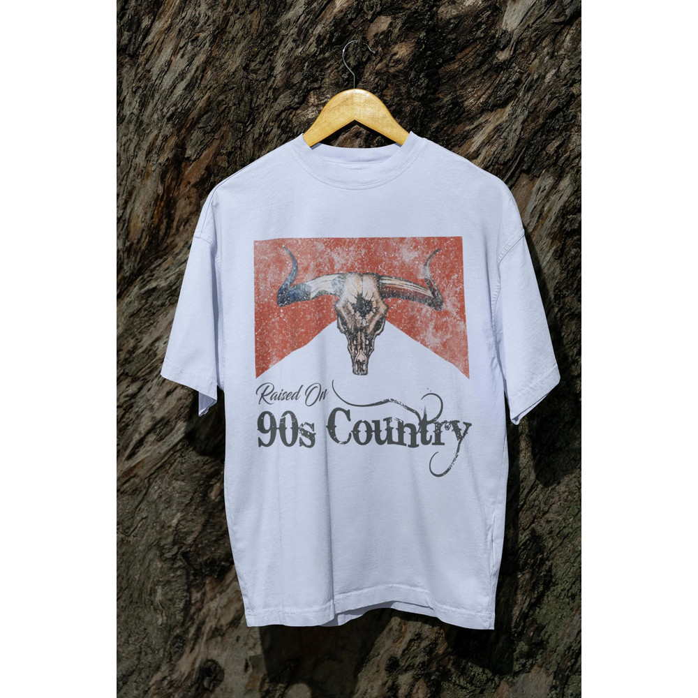 Distressed Vintage Style Raised On 90s Country Tshirt Oversized Country Concert Shirt Western Cowgi 1
