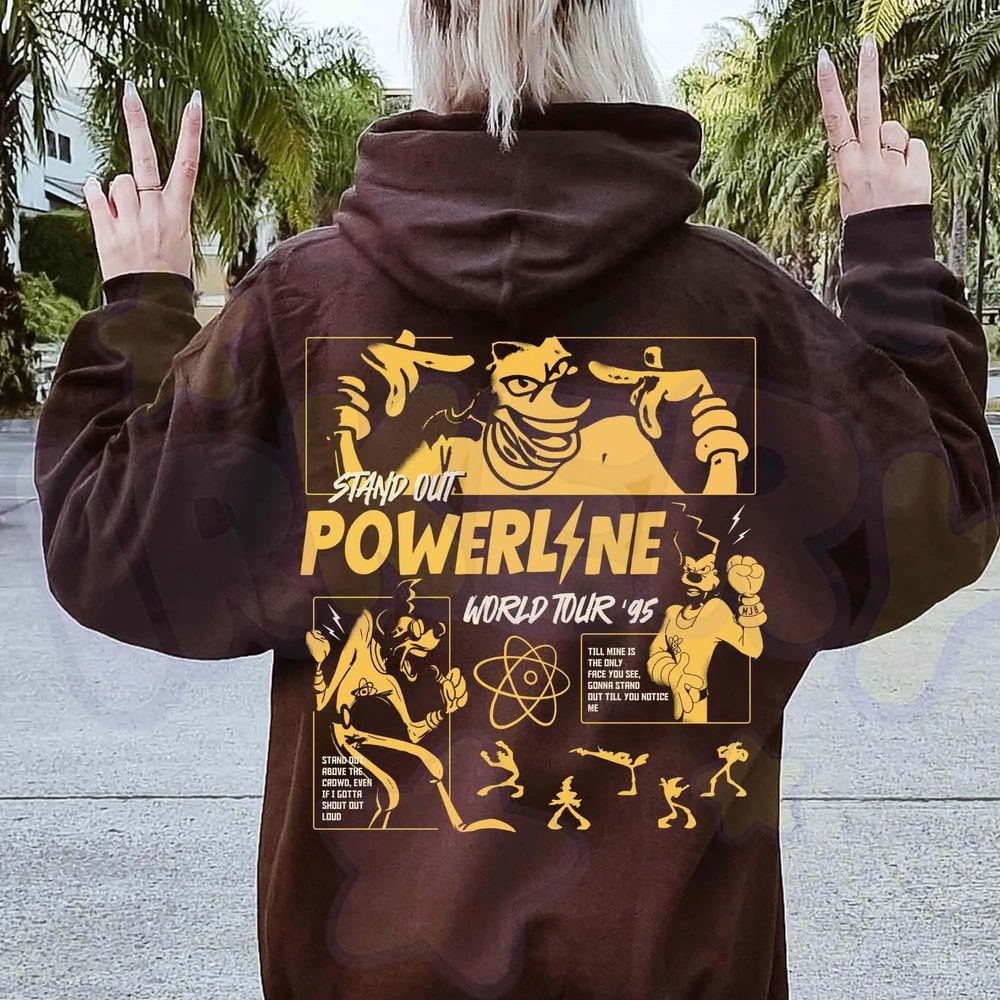 Two Sides Powerline World Tour 1995 Shirt A Goofy Movie Disney Concert Poster Tee Vintage Retro Dis 2