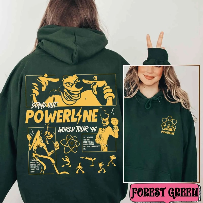 Two Sides Powerline World Tour 1995 Shirt A Goofy Movie Disney Concert Poster Tee Vintage Retro Dis 3