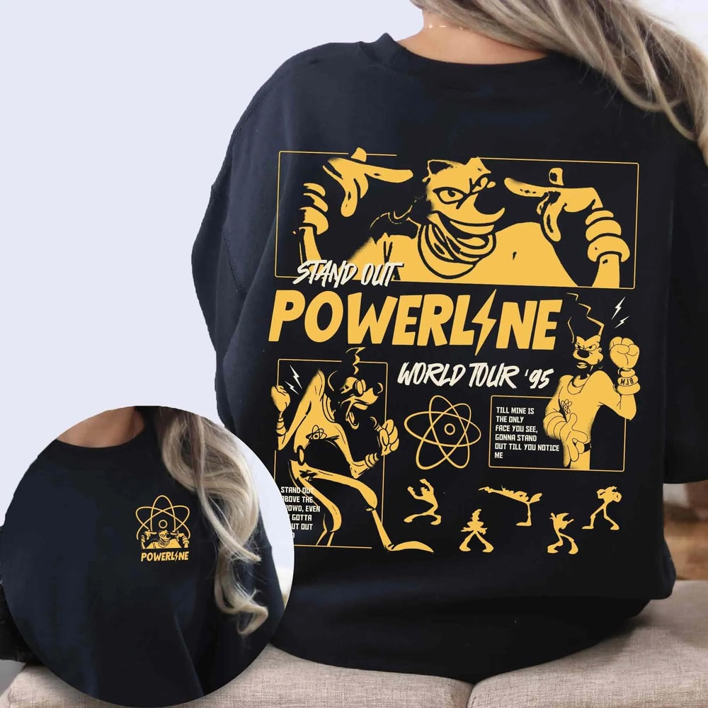 Two Sides Powerline World Tour 1995 Shirt A Goofy Movie Disney Concert Poster Tee Vintage Retro Dis 1