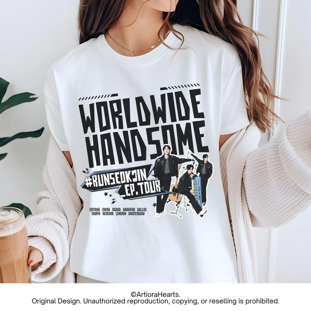 Jin Concert Tshirt 2025 Worldwide Handsome Tour Tee BTS Jin Tour Shirt Runseokjin Kpop Merch 0