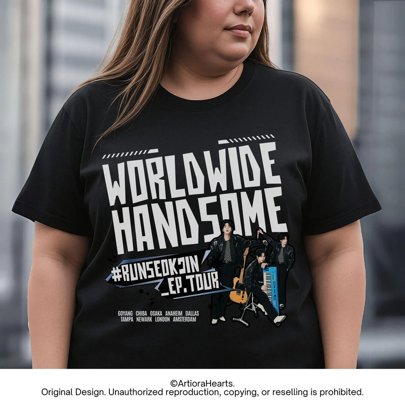 Jin Concert Tshirt 2025 Worldwide Handsome Tour Tee BTS Jin Tour Shirt Runseokjin Kpop Merch 2