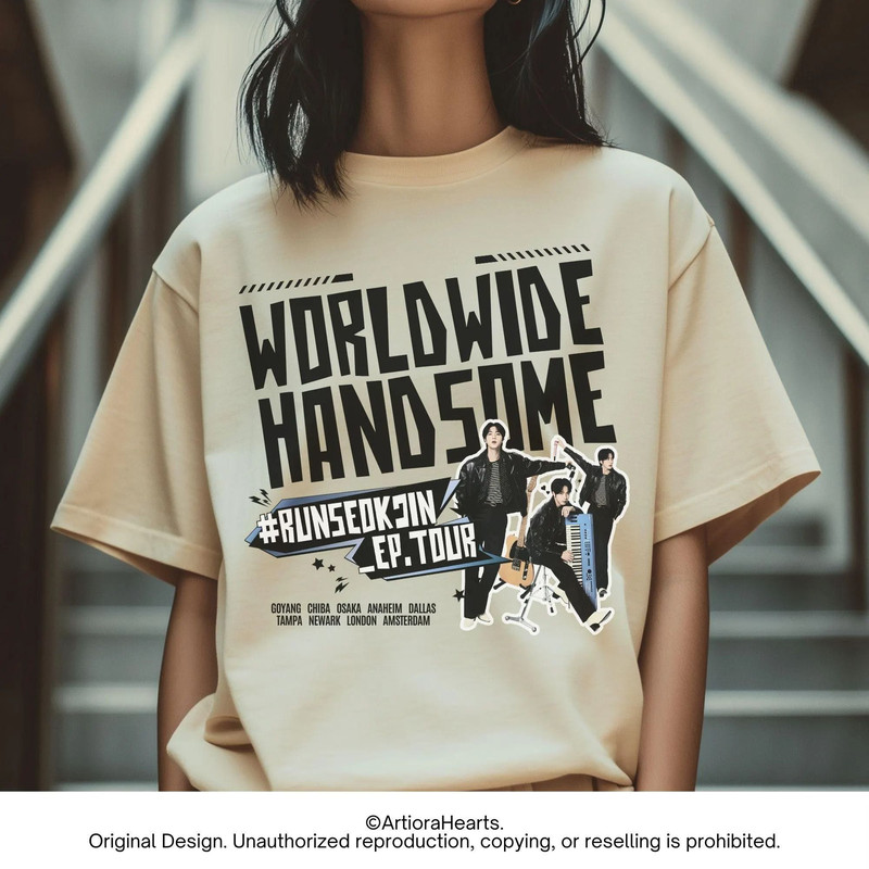 Jin Concert Tshirt 2025 Worldwide Handsome Tour Tee BTS Jin Tour Shirt Runseokjin Kpop Merch 4