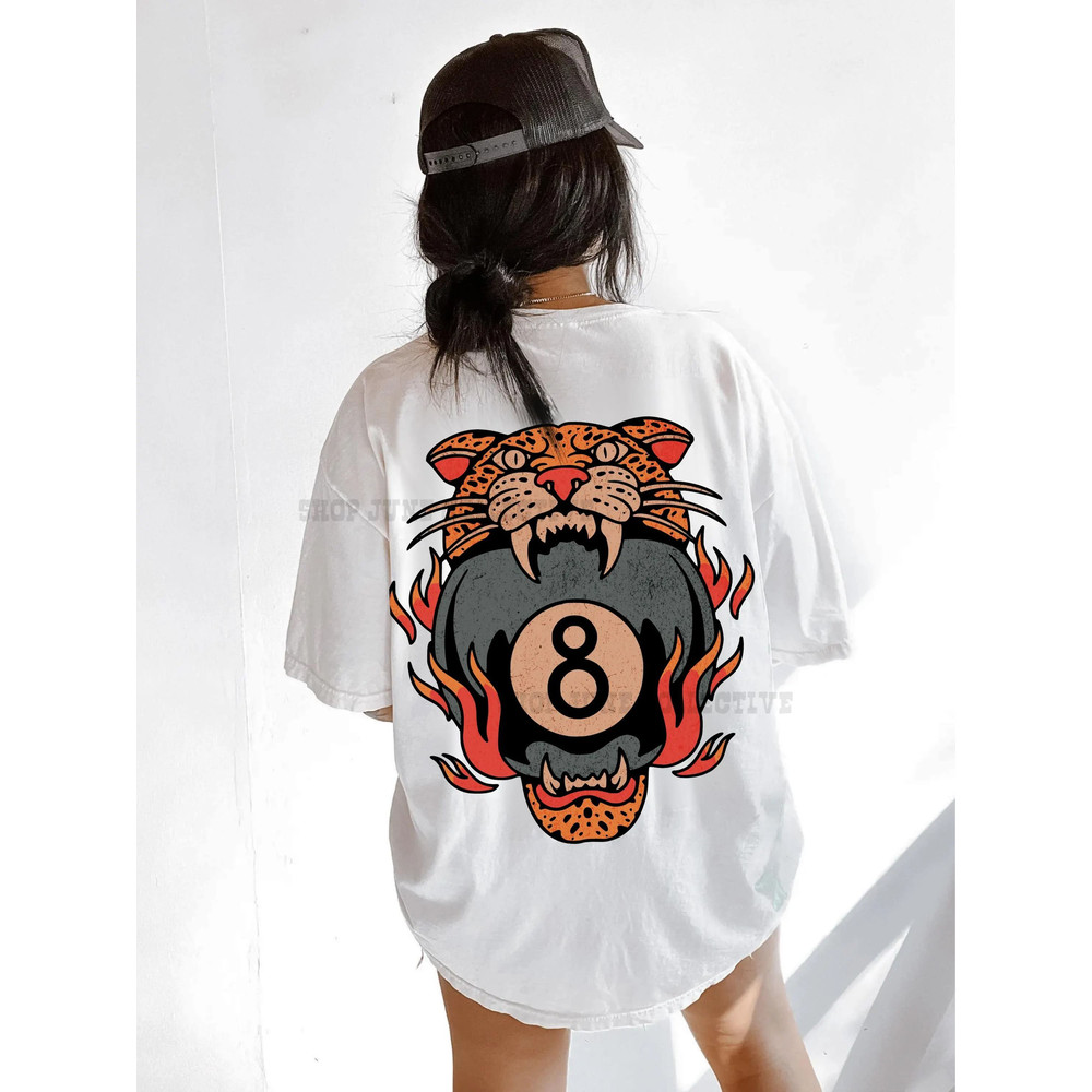 Lucky Leopard Tee Traditional Tattoo T 8 Ball Shirt Grunge Streetwear Vintage Western Lucky Me Shir 1
