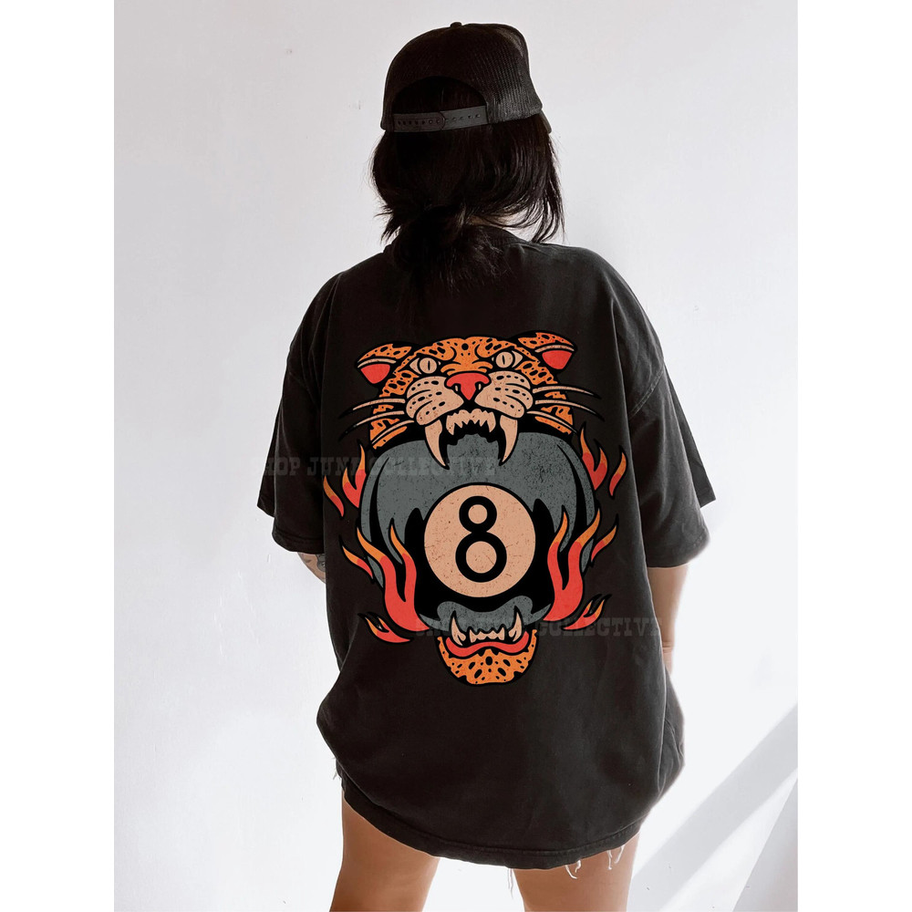 Lucky Leopard Tee Traditional Tattoo T 8 Ball Shirt Grunge Streetwear Vintage Western Lucky Me Shir 2