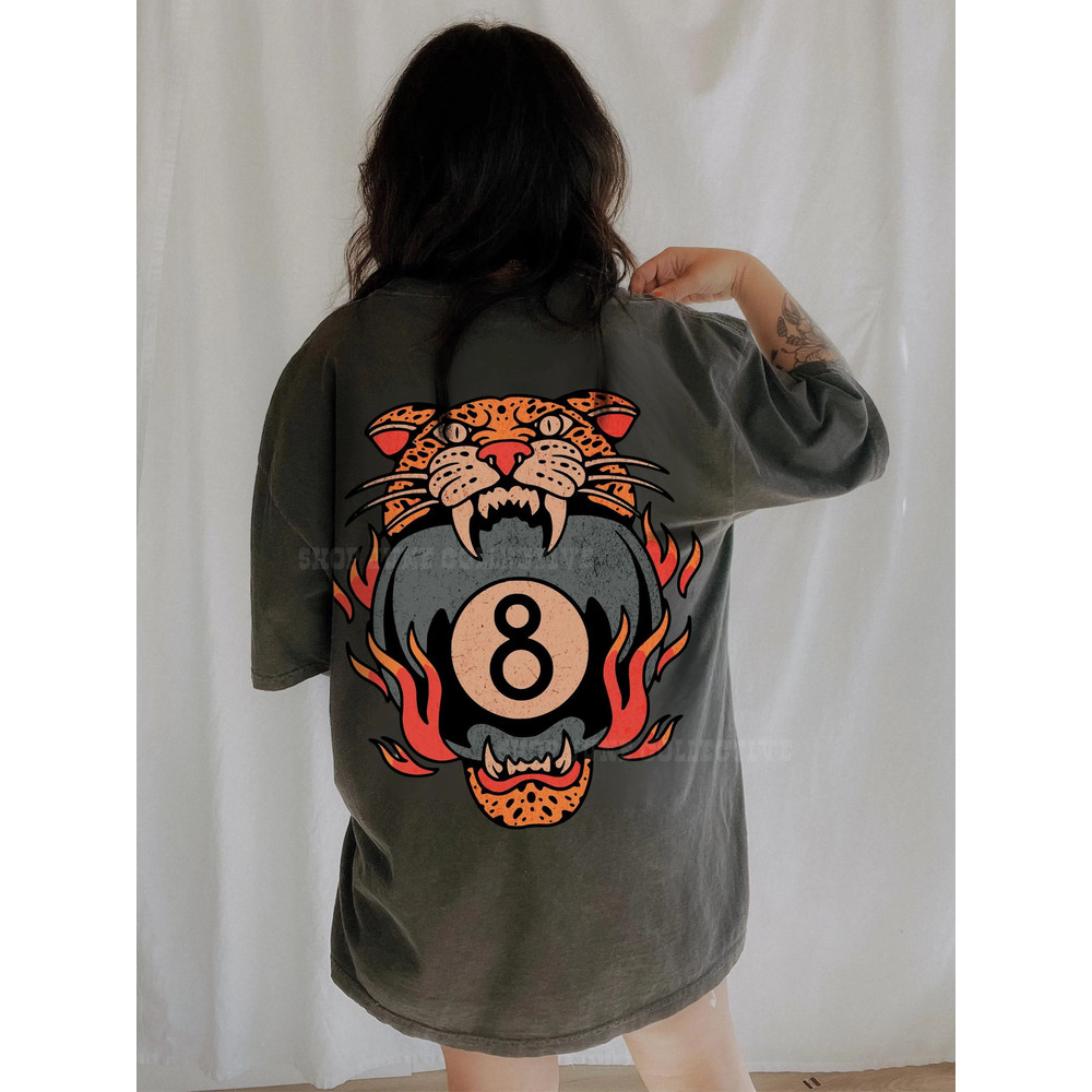 Lucky Leopard Tee Traditional Tattoo T 8 Ball Shirt Grunge Streetwear Vintage Western Lucky Me Shir 3
