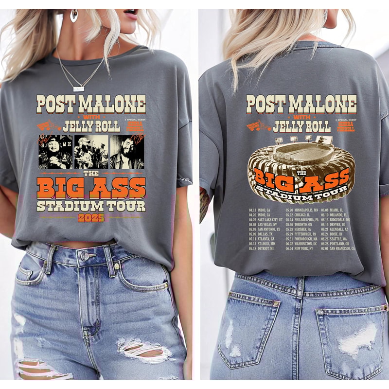 Post Malone Jelly Roll Tour Shirt Big Ass Stadium Tour Tee Country Concert TShirt Posty Merch Weste 1