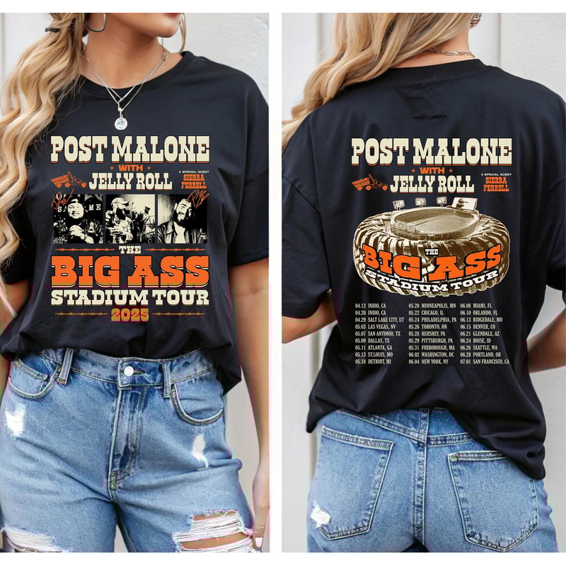 Post Malone Jelly Roll Tour Shirt Big Ass Stadium Tour Tee Country Concert TShirt Posty Merch Weste 2