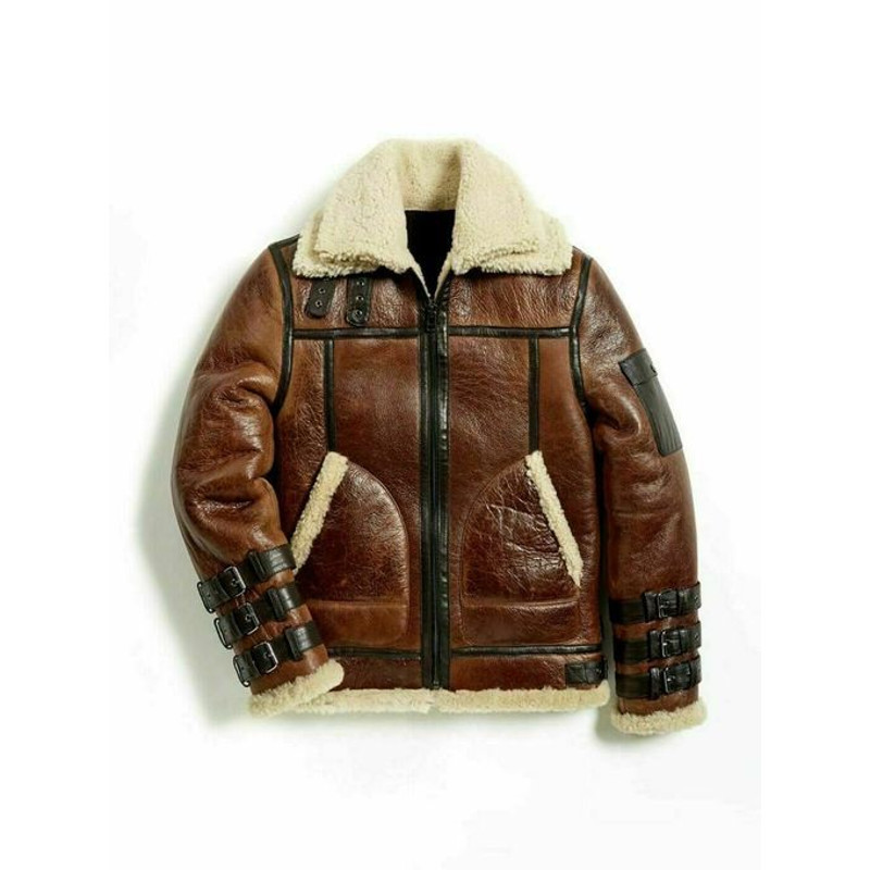 Aviator RAF B3 Shearling Leather Jacket Bomber Flying Jacket For Men 0