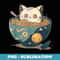 Ramen bowl Cat Neko Kawaii Retro Japanese aesthetics Anime - Trendy Sublimation Digital Download