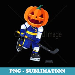 halloween ice hockey player pumpkin head scary - instant png sublimation download