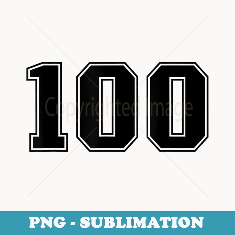 Number #100 Black Sports Fan Jersey Number - High-Resolution PNG Sublimation File