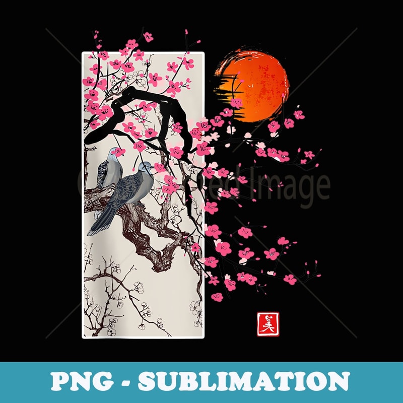 Vintage Sakura Blossom Japanese Cherry Scenery - Exclusive Sublimation Digital File