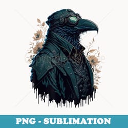 steampunk raven biker fantasy gothic floral drip art - exclusive png sublimation download