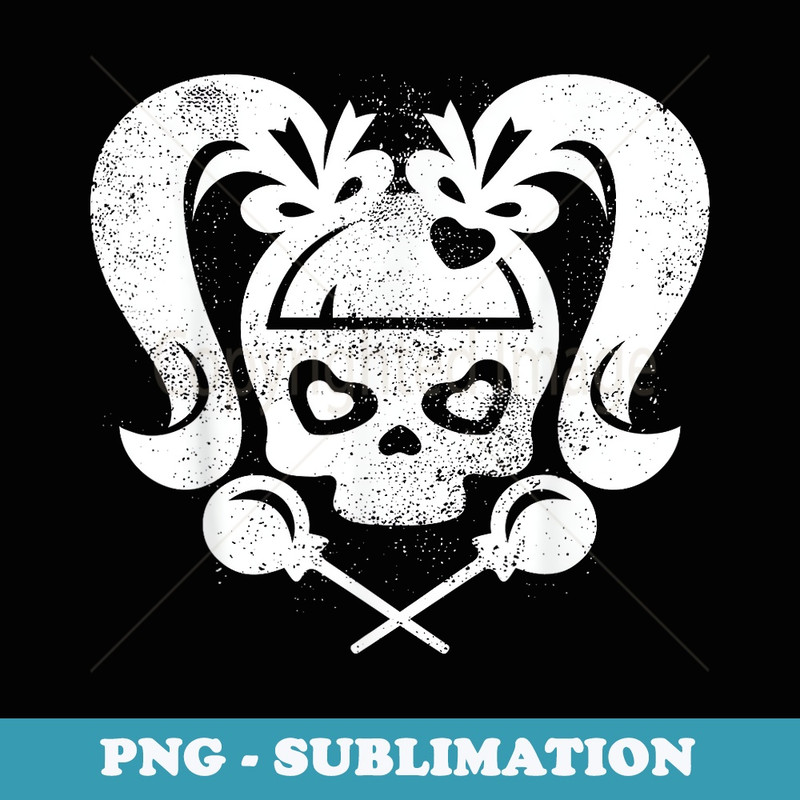 Cute Skull With Pigtails, Bangs, Bows, Hearts And Lollipops - Instant PNG Sublimation Download
