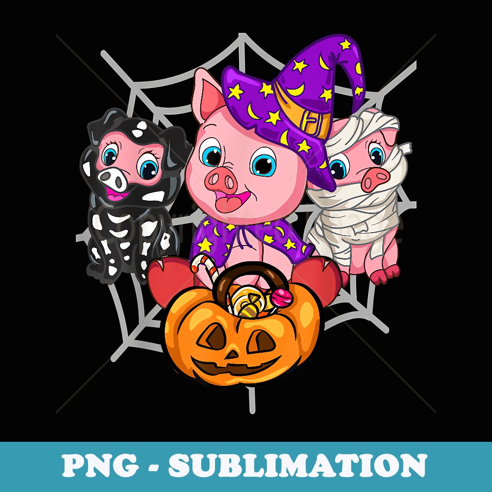 Cute Little Halloween Pigs Funny Trick Or Treat Pig - Exclusive Sublimation Digital File