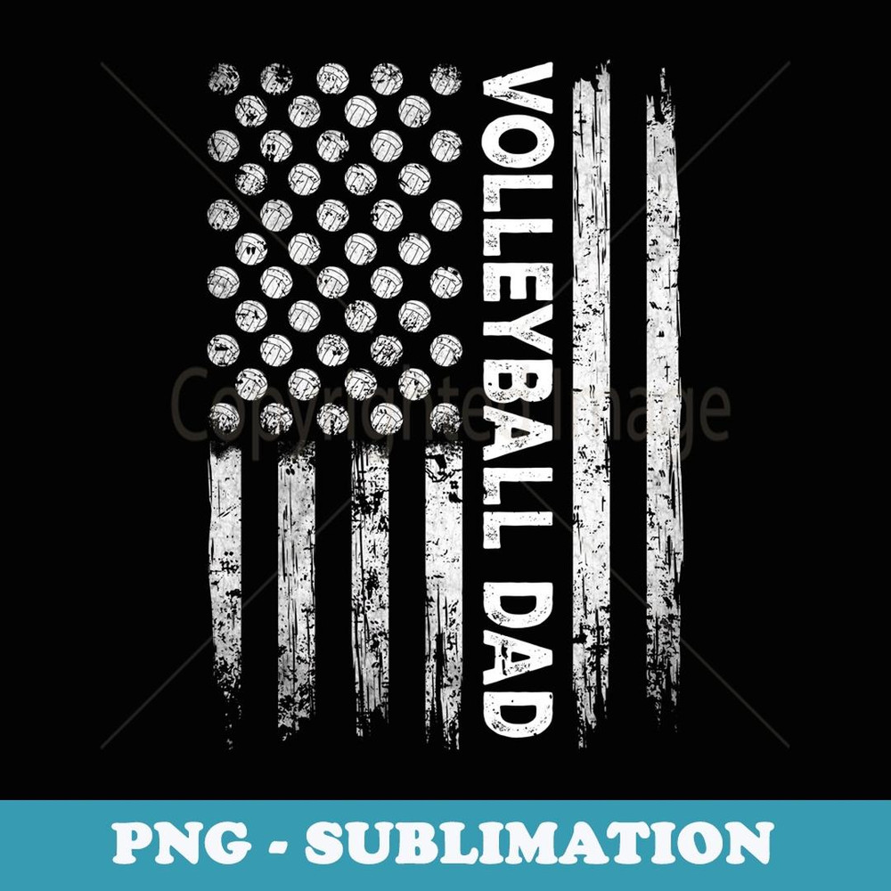 Vintage Volleyball Dad USA Flag Retro Fathers Day Daddy Papa - PNG Transparent Sublimation File