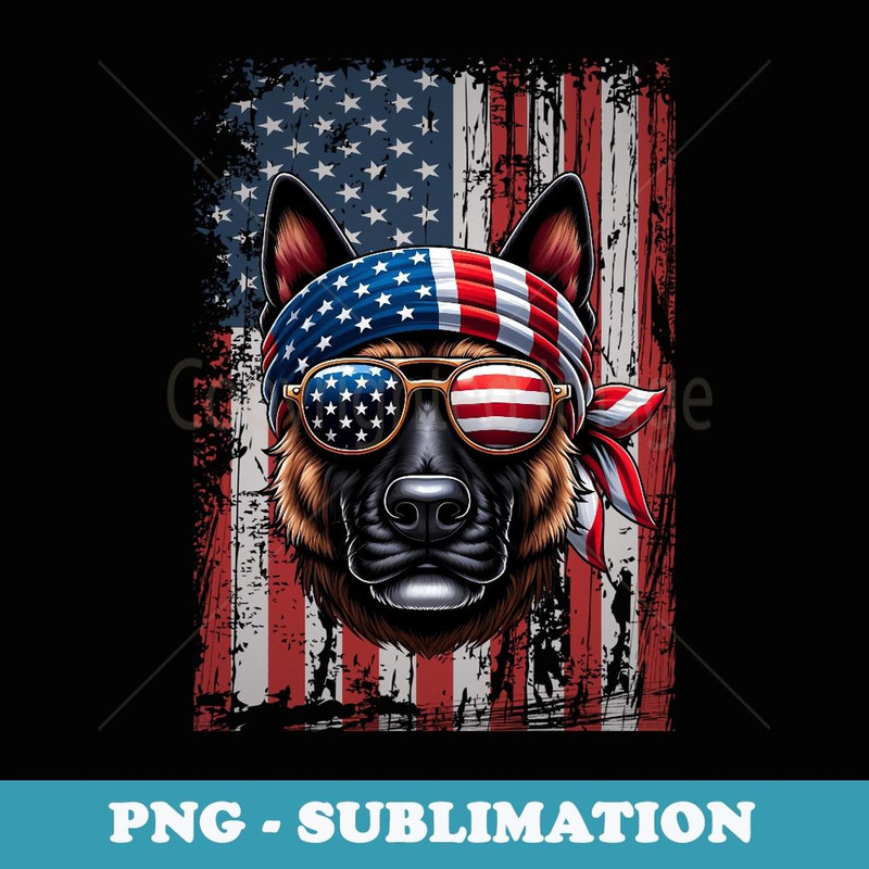 Patriotic Dutch Shepherd Dog Lover US Flag Independence Day - Exclusive PNG Sublimation Download