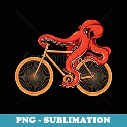 octopus riding bicycle bicyclist cyclist rider sea squid - png transparent sublimation file
