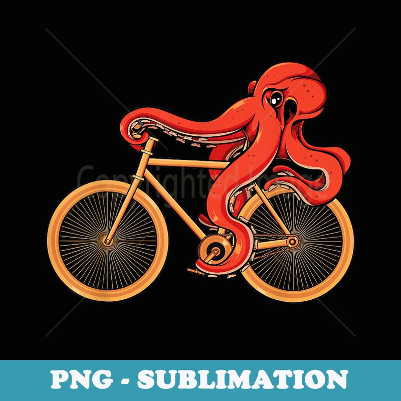 Octopus Riding Bicycle Bicyclist Cyclist Rider Sea Squid - PNG Transparent Sublimation File